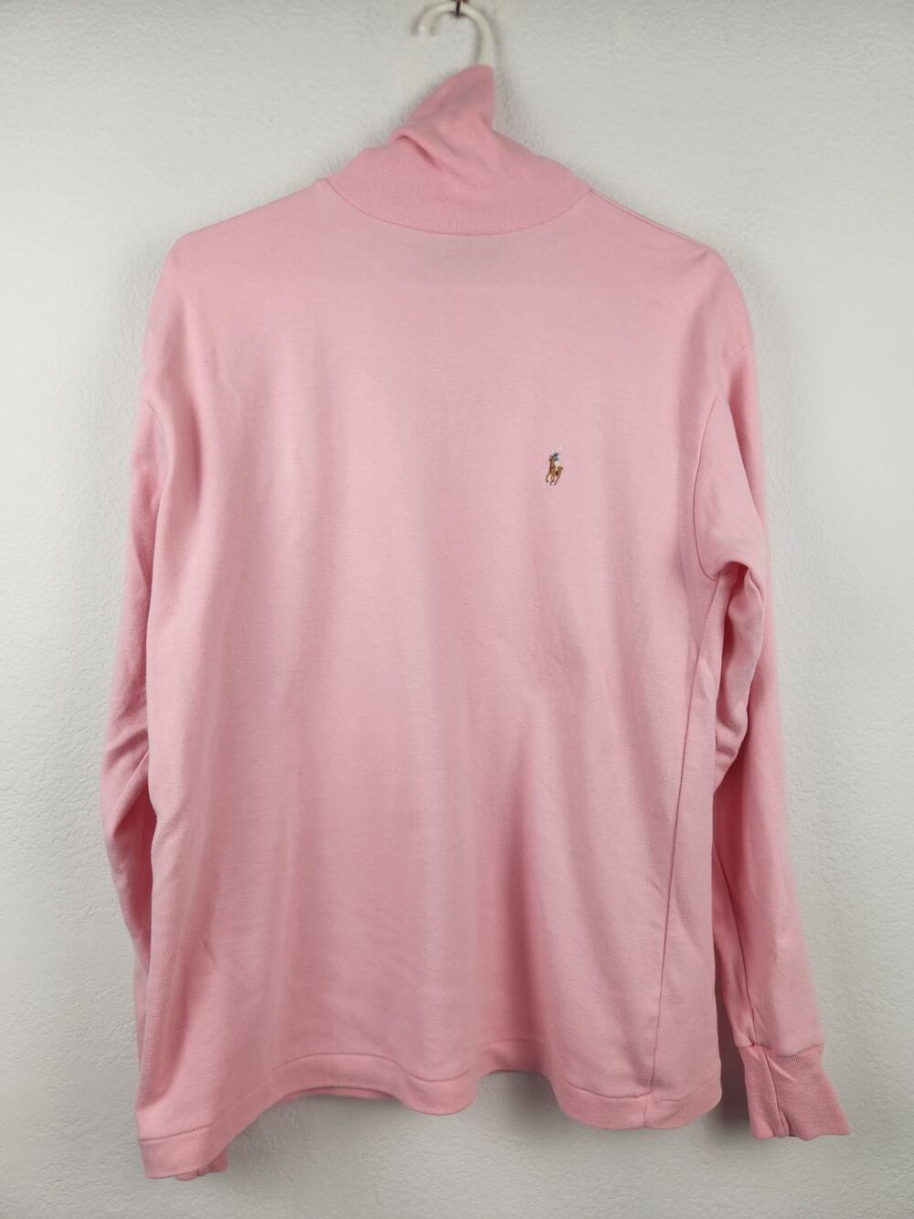 Vintage Ralph Lauren Turtleneck Women Size Medium Long Sleeve Pink 100% Cotton